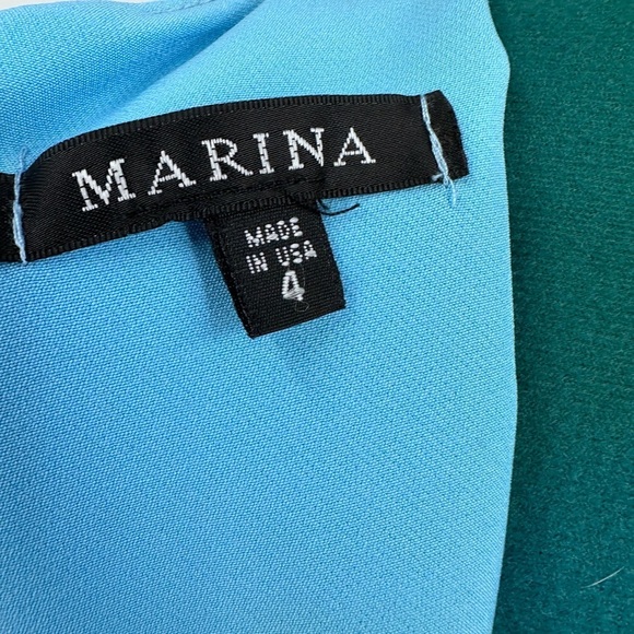 Marina Blue Beaded Sleeveless Overlay Gown In Sky NWOT - Picture 5 of 6